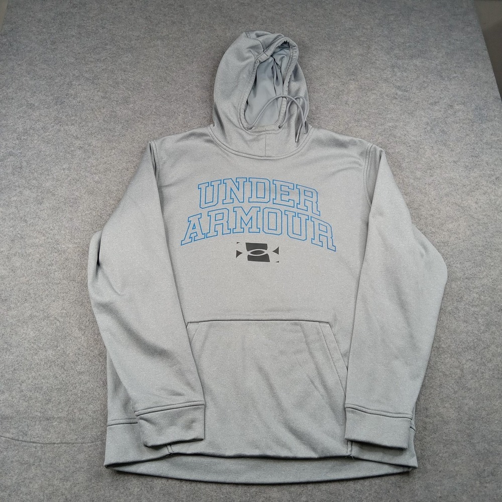 Under Armour Hoodie Mens‎ Large Gray Fleece Pullover Sweatshirt Graphic 1366721